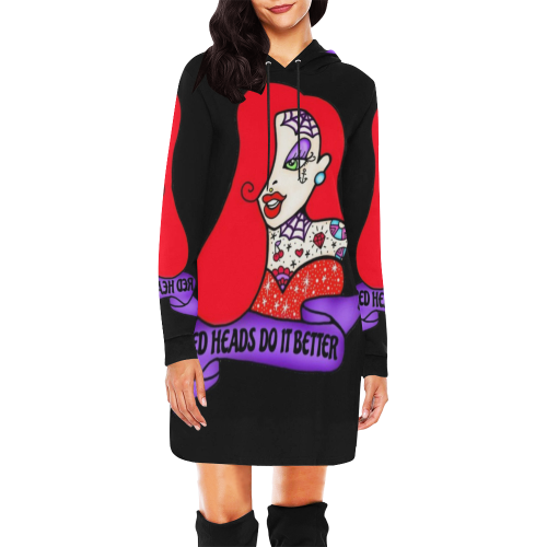 jessica rabbit All Over Print Hoodie Mini Dress (Model H27)