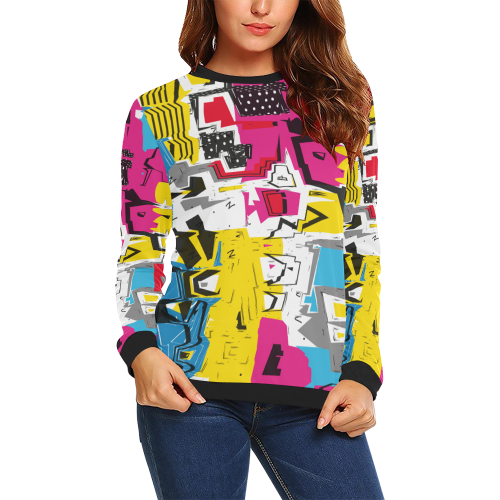 Distorted shapes All Over Print Crewneck Sweatshirt for Women (Model H18)