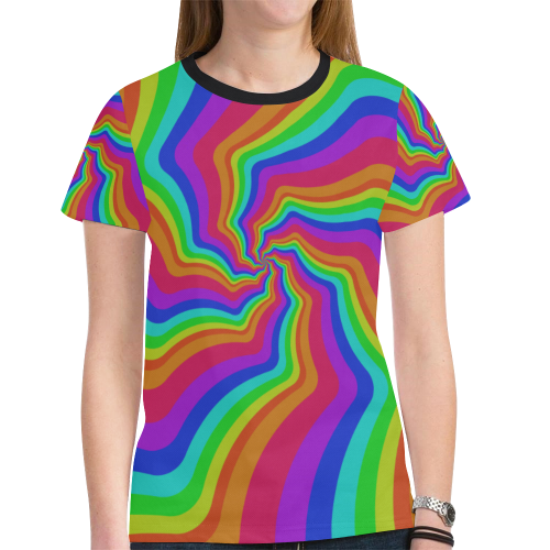 Rainbow star New All Over Print T-shirt for Women (Model T45)