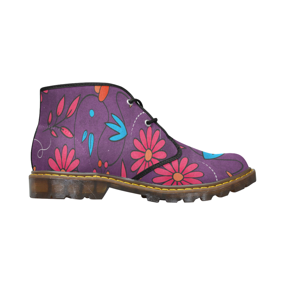 FLORAL DESIGN 3 Women's Canvas Chukka Boots/Large Size (Model 2402-1)