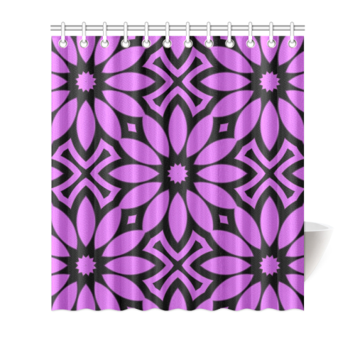 Purple/Black Flowery Pattern Shower Curtain 66"x72"
