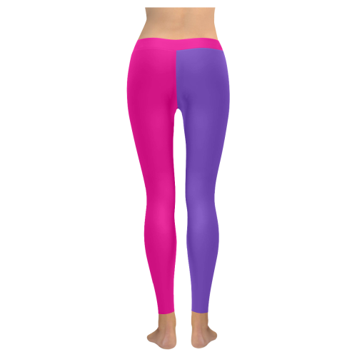 PINK AND PURPLE Women's Low Rise Leggings (Invisible Stitch) (Model L05)