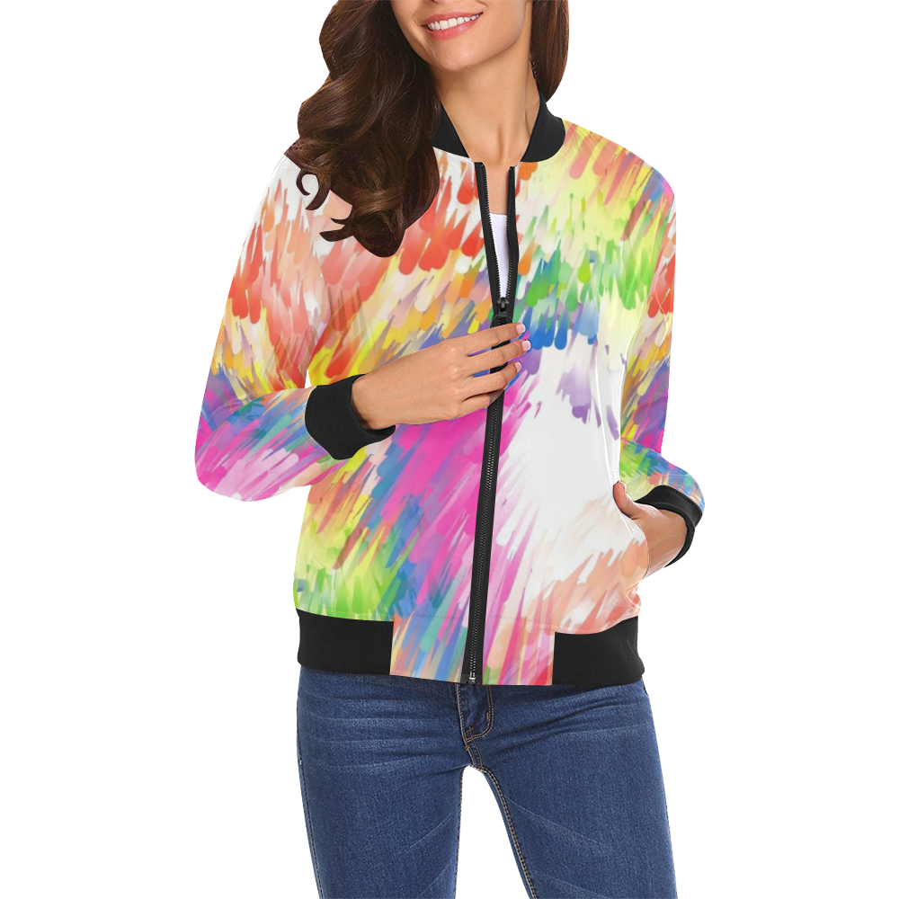 Colors by Nico Bielow All Over Print Bomber Jacket for Women (Model H19)