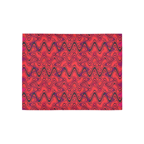 Red and Black Waves pattern design Area Rug 5'3''x4'