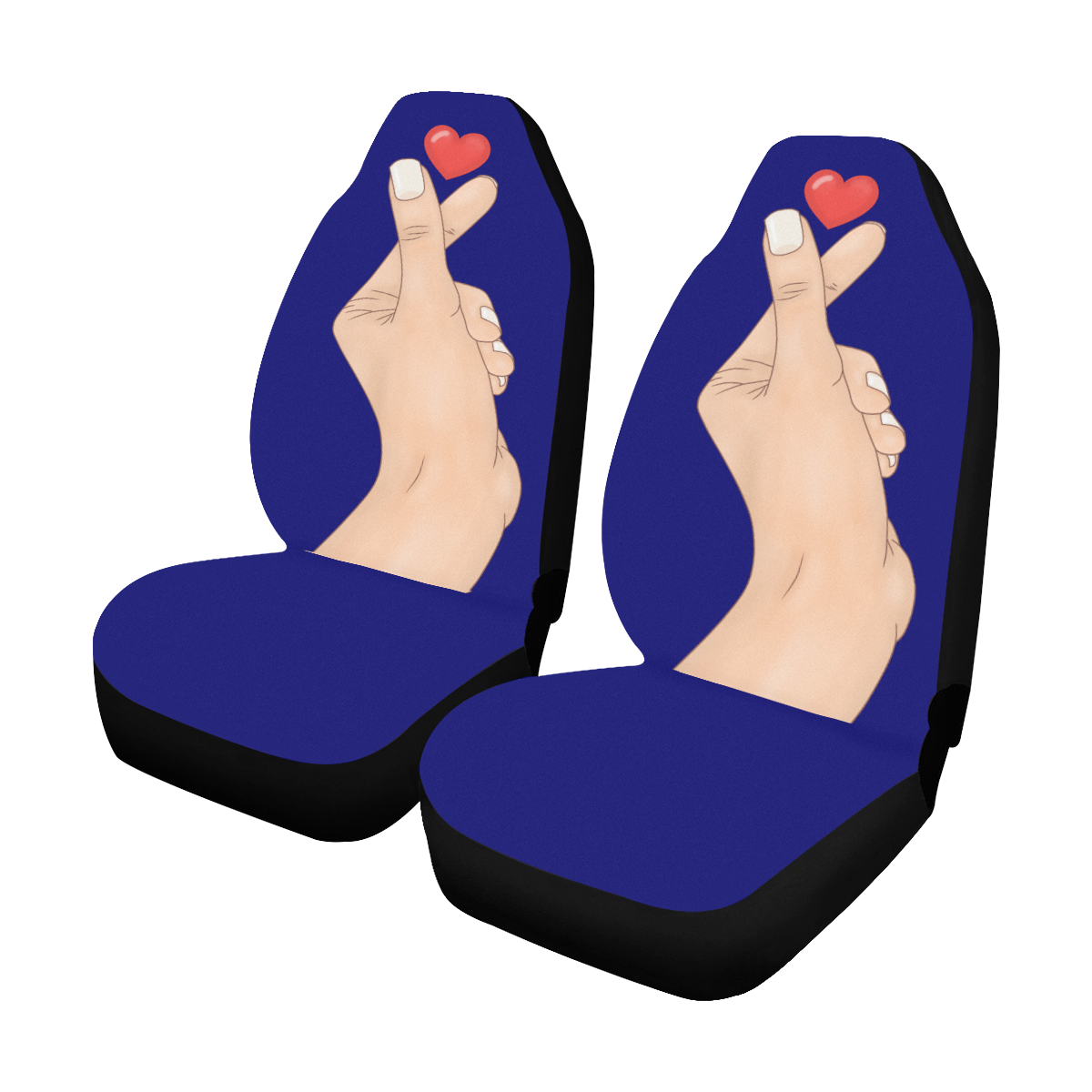 Hand With Finger Heart / Blue Car Seat Covers (Set of 2)
