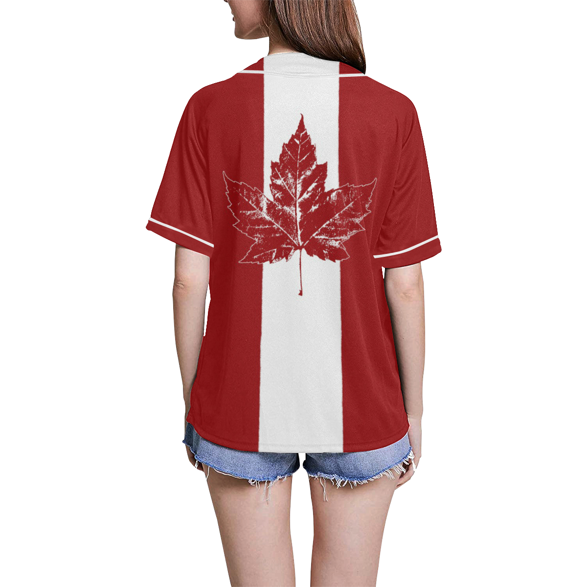 Cool Retro Canada All Over Print Baseball Jersey for Women (Model T50)