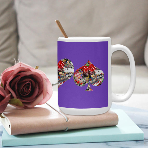 Las Vegas Playing Card Shapes on Purple Custom Ceramic Mug (15OZ)