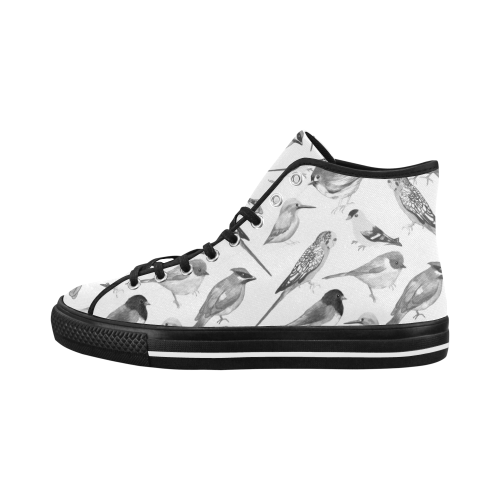 Black and white birds against white background sea Vancouver H Women's Canvas Shoes (1013-1)