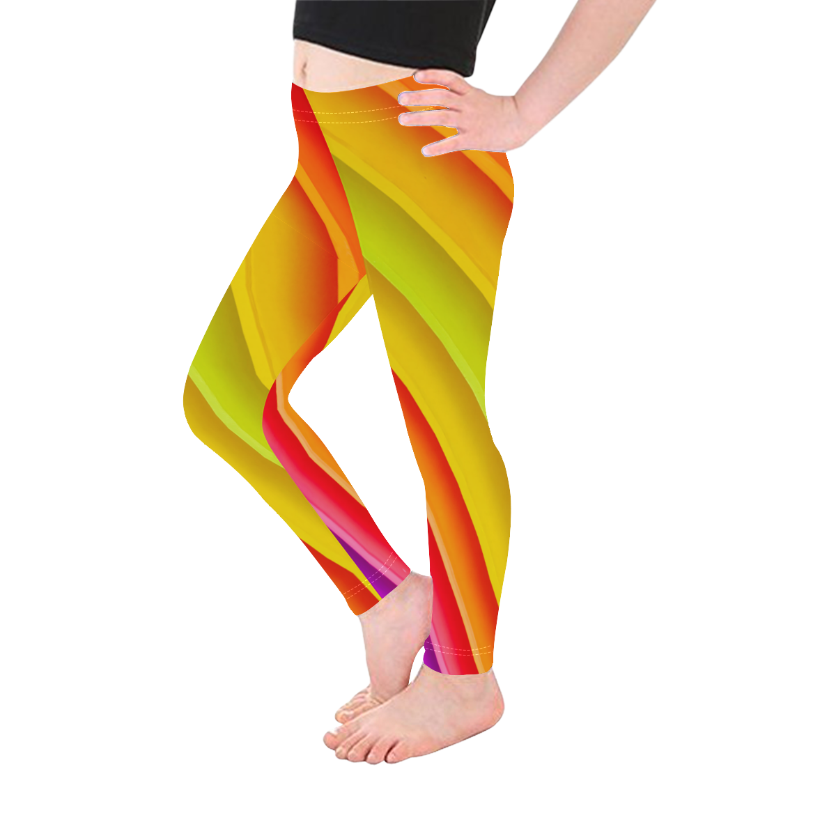 Rainbow Colour Twist Kid's Ankle Length Leggings (Model L06)