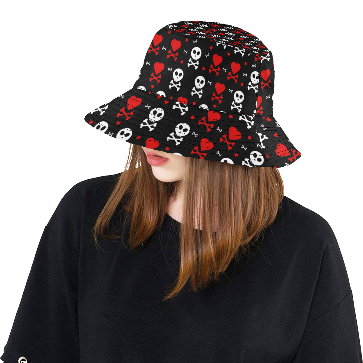Skull and Crossbones All Over Print Bucket Hat