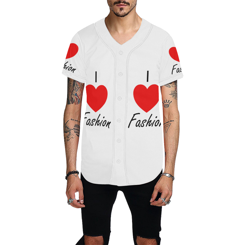 I Love Fashion All Over Print Baseball Jersey for Men (Model T50)