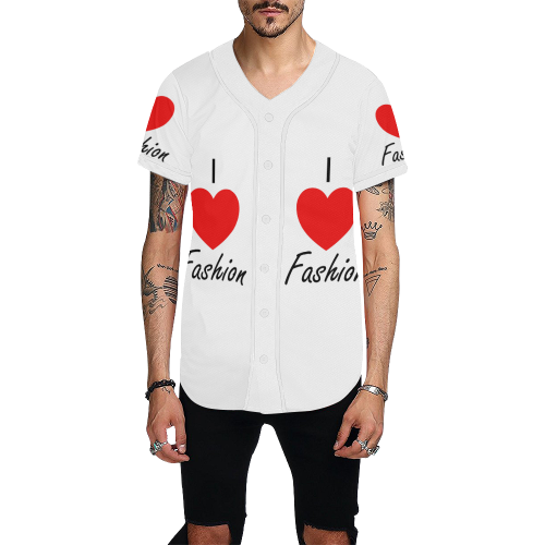 I Love Fashion All Over Print Baseball Jersey for Men (Model T50)