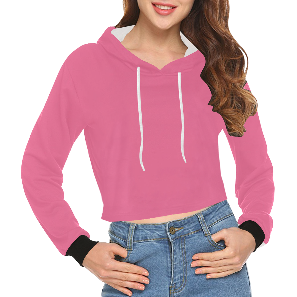 color French pink All Over Print Crop Hoodie for Women (Model H22)