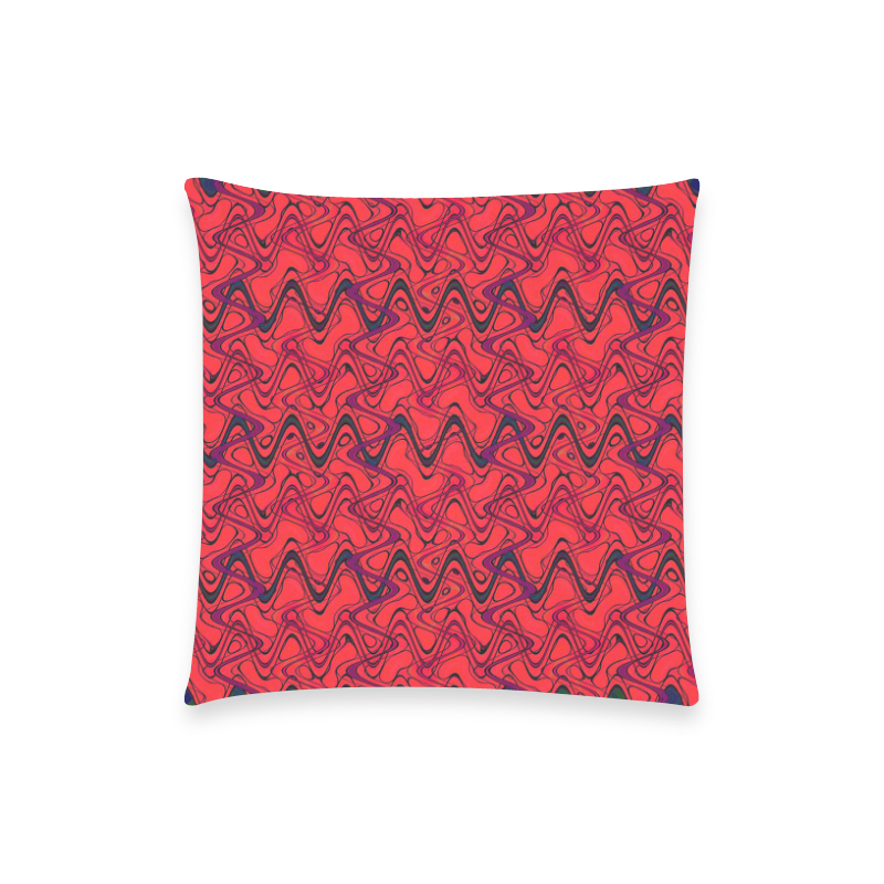 Red and Black Waves pattern design Custom  Pillow Case 18"x18" (one side) No Zipper