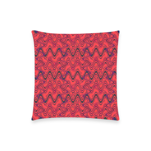 Red and Black Waves pattern design Custom  Pillow Case 18"x18" (one side) No Zipper