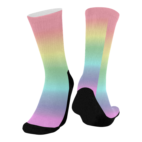 Pastel Rainbow Mid-Calf Socks (Black Sole)
