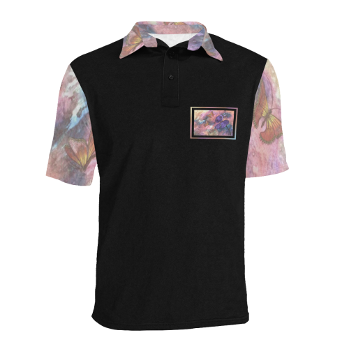 Subtle Pastel Monarchs Men's All Over Print Polo Shirt (Model T55)