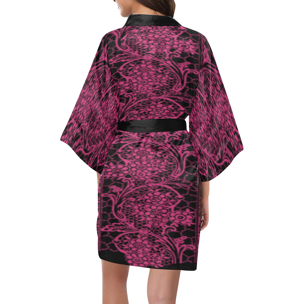 Pink Yarrow Lace Kimono Robe
