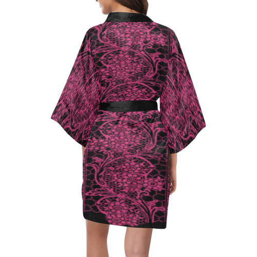 Pink Yarrow Lace Kimono Robe