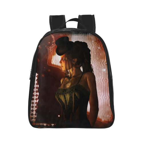 Beautiful steampunk women School Backpack (Model 1601)(Small)