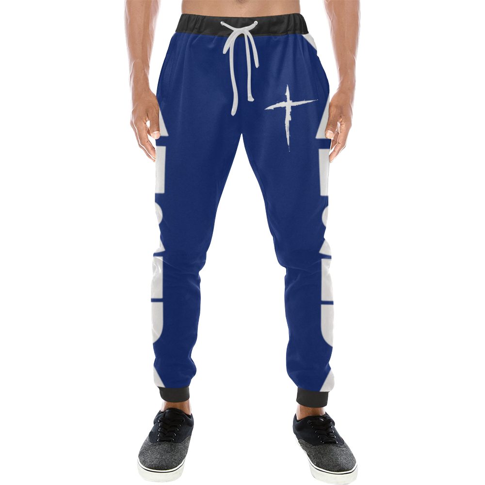 Yahshua Joggers (Navy) Men's All Over Print Sweatpants (Model L11)