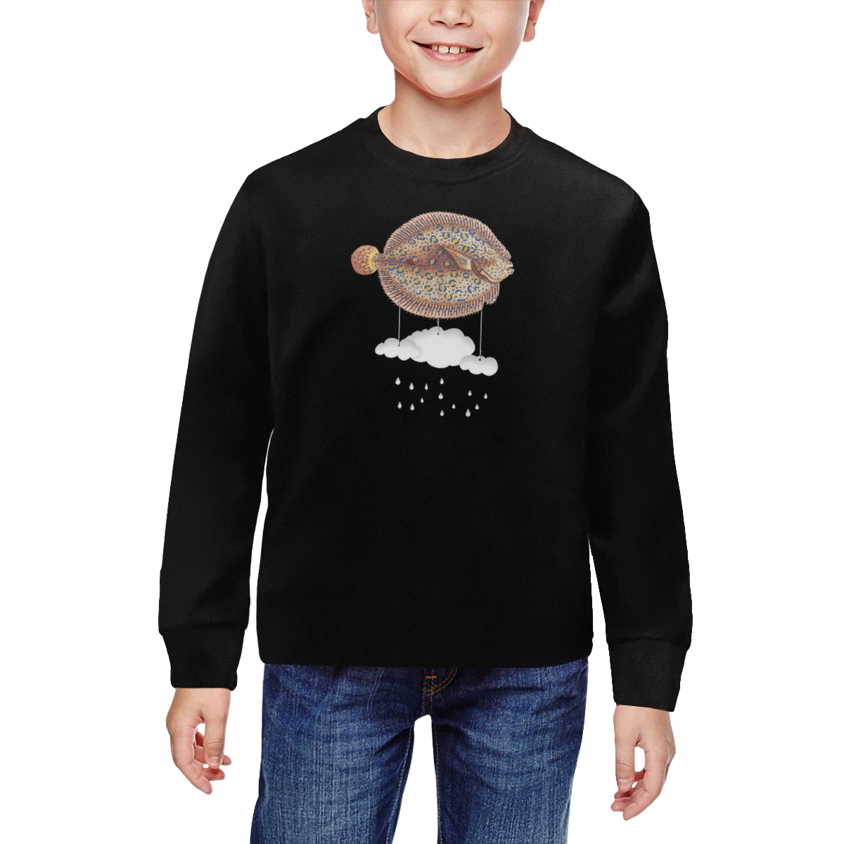 The Cloud Fish Surreal All Over Print Crewneck Sweatshirt for Kids (Model H29)