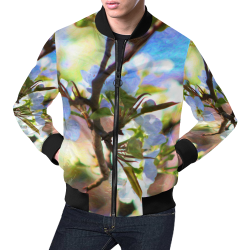 Pear Tree Blossoms All Over Print Bomber Jacket for Men/Large Size (Model H19)