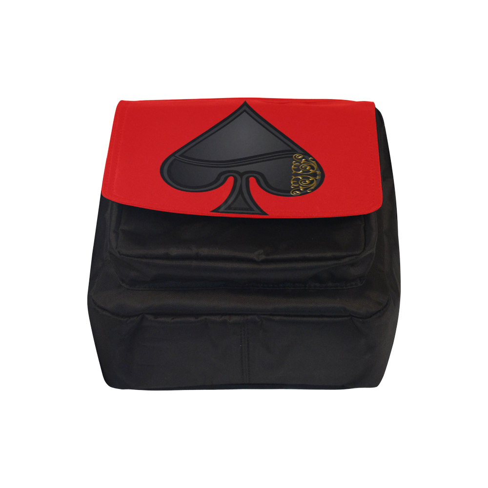 Spade Symbol Las Vegas Casino Poker Card Shape on Red Crossbody Nylon Bags (Model 1633)