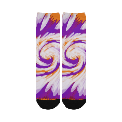 Purple Orange Tie Dye Swirl Abstract Women's Custom Socks