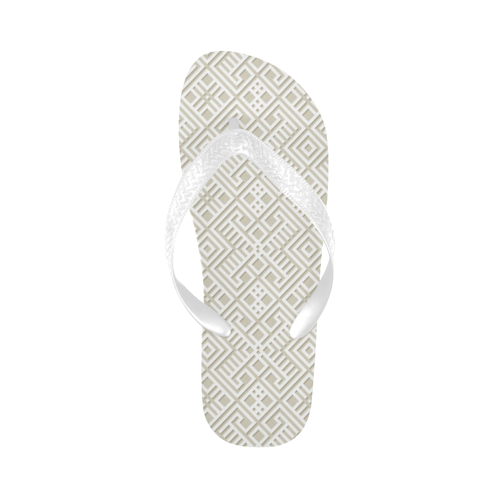 White 3D Geometric Pattern Flip Flops for Men/Women (Model 040)
