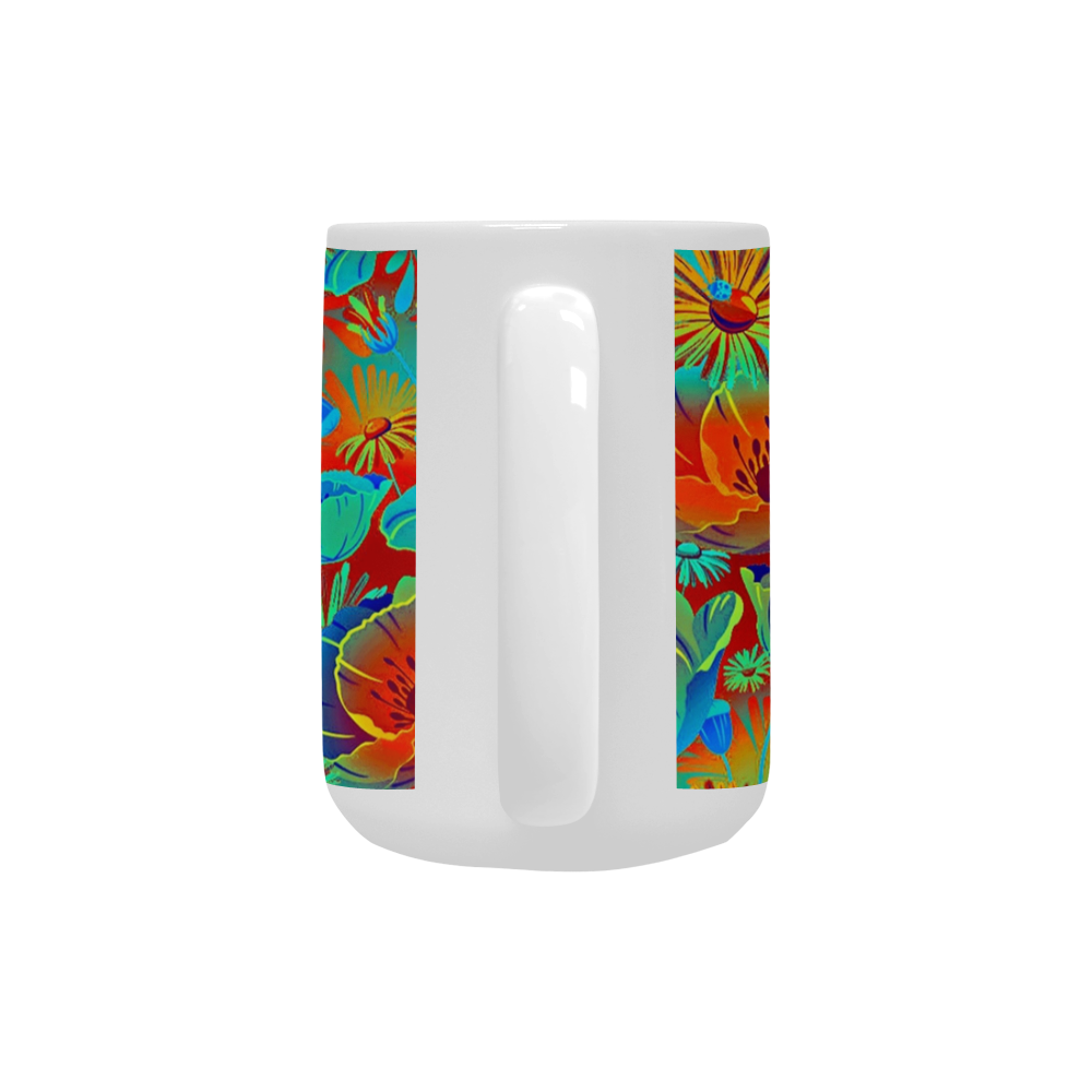 bright tropical floral Custom Ceramic Mug (15OZ)