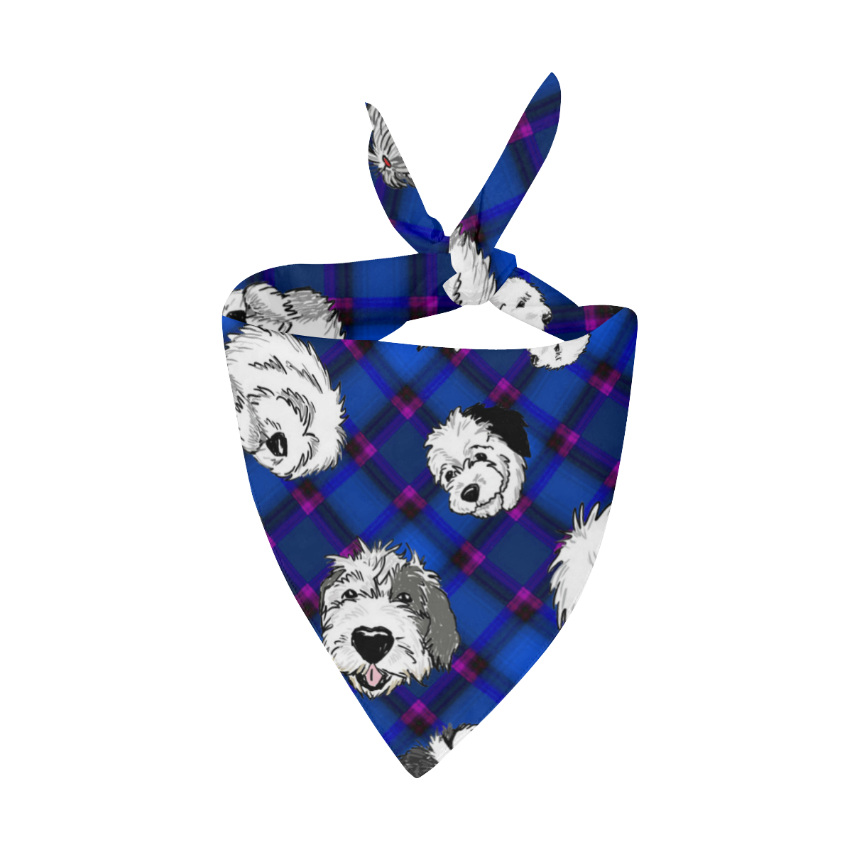 Blue diagonal,sheepie heads... Pet Dog Bandana/Large Size