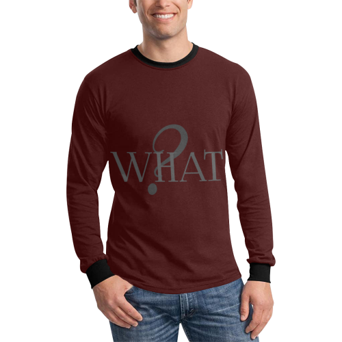 What? Maroon Men's All Over Print Long Sleeve T-shirt (Model T51)
