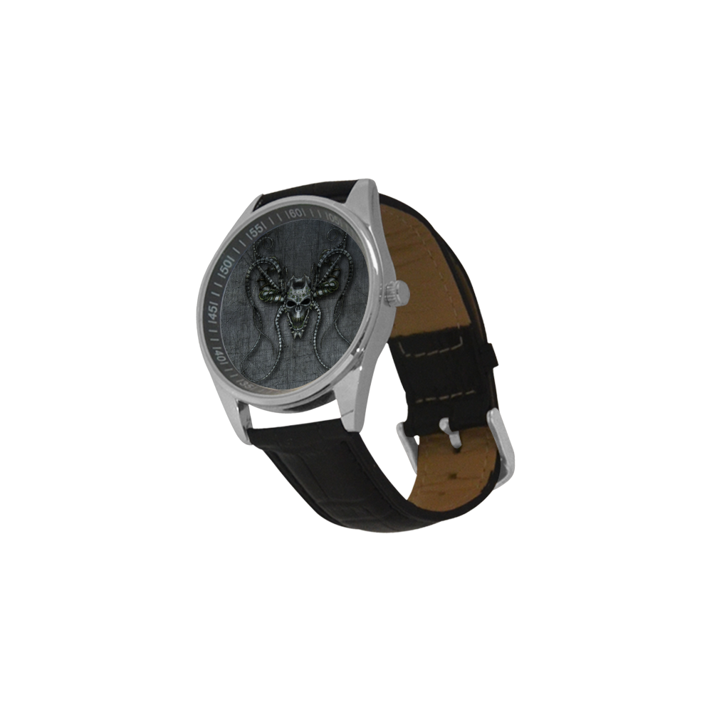 Iron Skull Men's Casual Leather Strap Watch(Model 211)