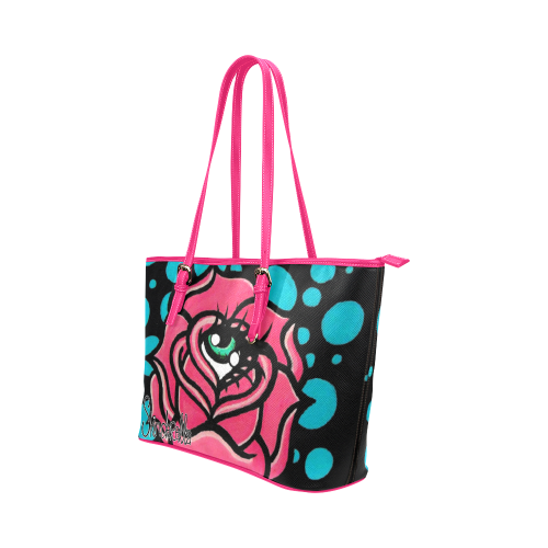 Rose Eye by Skinderella Leather Tote Bag/Small (Model 1651)