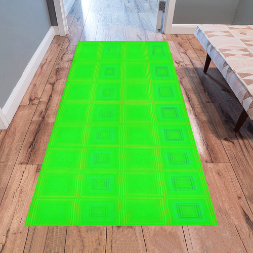 Green multicolored multiple squares Area Rug 7'x3'3''