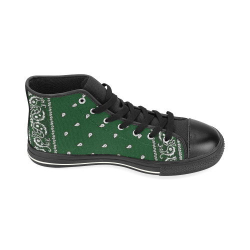 KERCHIEF PATTERN GREEN High Top Canvas Shoes for Kid (Model 017)