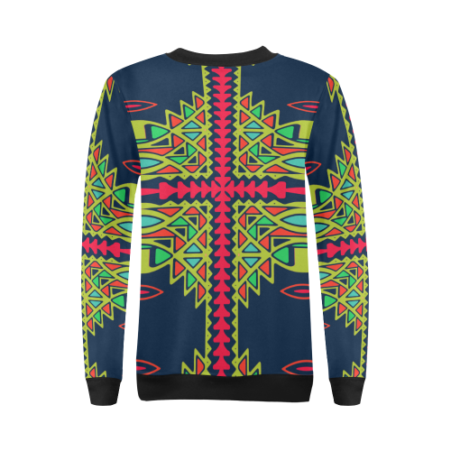 Distorted shapes on a blue background All Over Print Crewneck Sweatshirt for Women (Model H18)