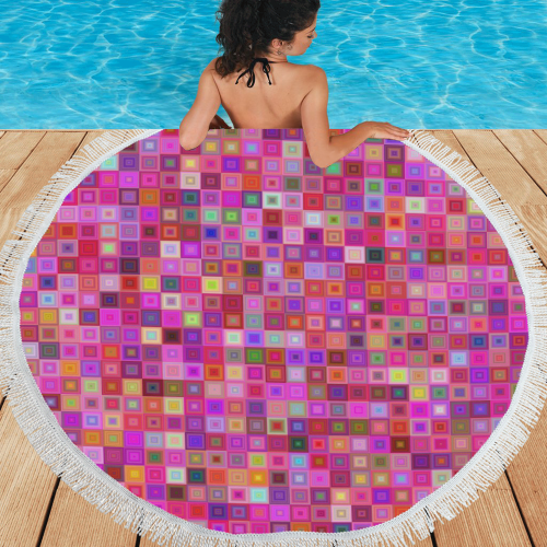 Pink Patchwork Circular Beach Shawl 59"x 59"