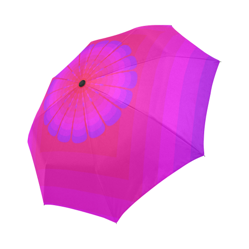 Pink flower on pink violet multiple squares Auto-Foldable Umbrella (Model U04)