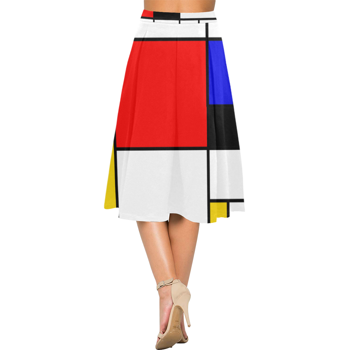 Bauhouse Composition Mondrian Style Aoede Crepe Skirt (Model D16)