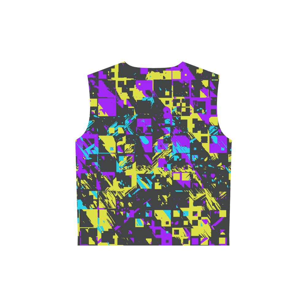 Purple yelllow squares All Over Print Sleeveless Hoodie for Women (Model H15)