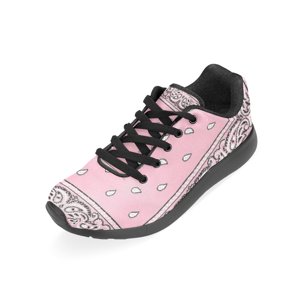 Pink Bandana Women-Black Women’s Running Shoes (Model 020)