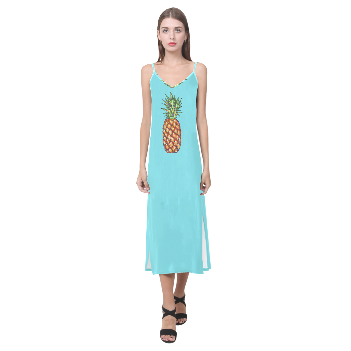 copy V-Neck Open Fork Long Dress(Model D18)