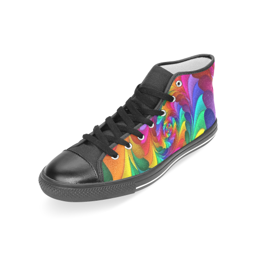 RAINBOW CANDY SWIRL Women's Classic High Top Canvas Shoes (Model 017)