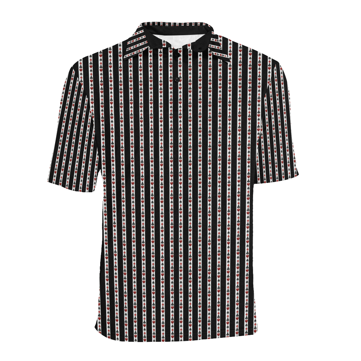 Las Vegas Playing Card Symbols Stripes Men's All Over Print Polo Shirt (Model T55)