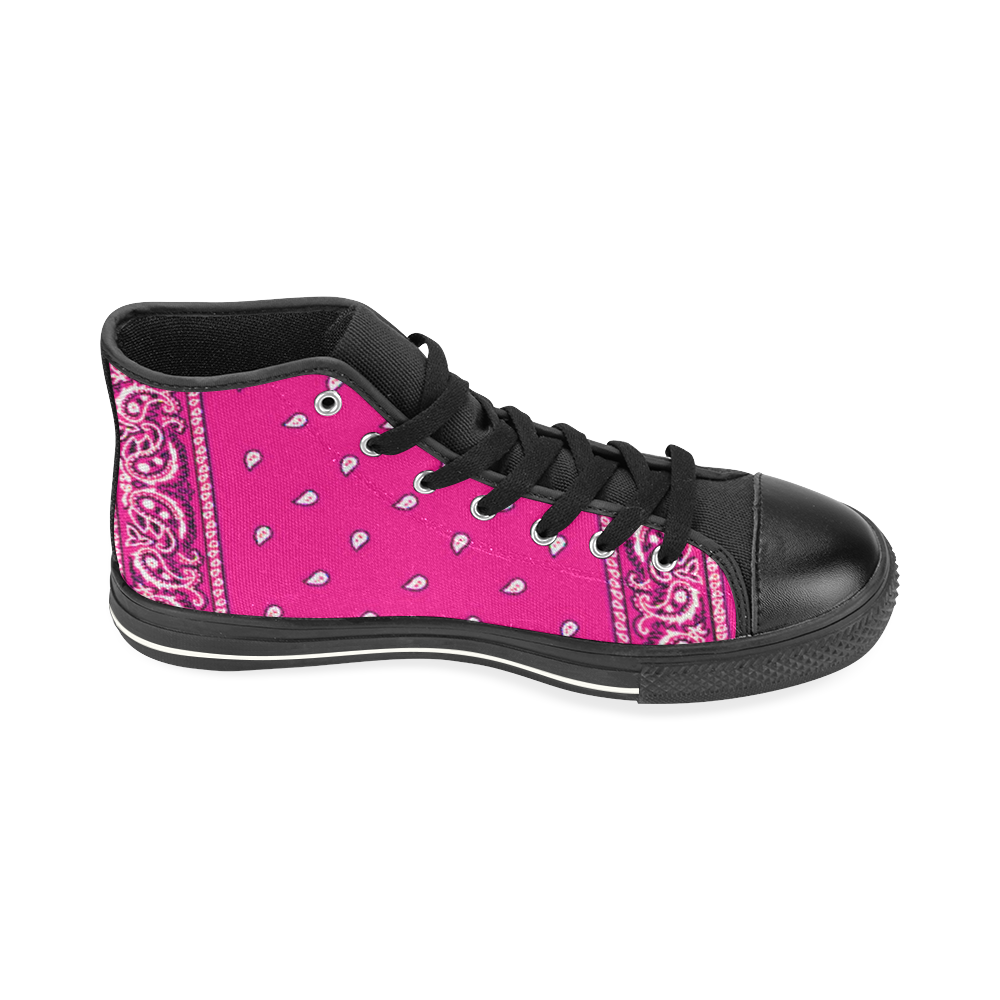 KERCHIEF PATTERN PINK High Top Canvas Shoes for Kid (Model 017)