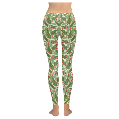 Tropical Banana Leaves Women's Low Rise Leggings (Invisible Stitch) (Model L05)
