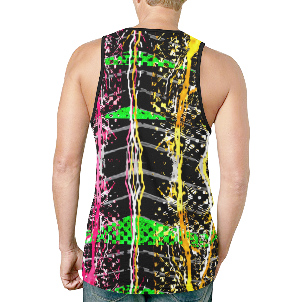 Road Trip pink yellow and green tire tracks all over print tank top for men by FlipStylez Designs New All Over Print Tank Top for Men (Model T46)