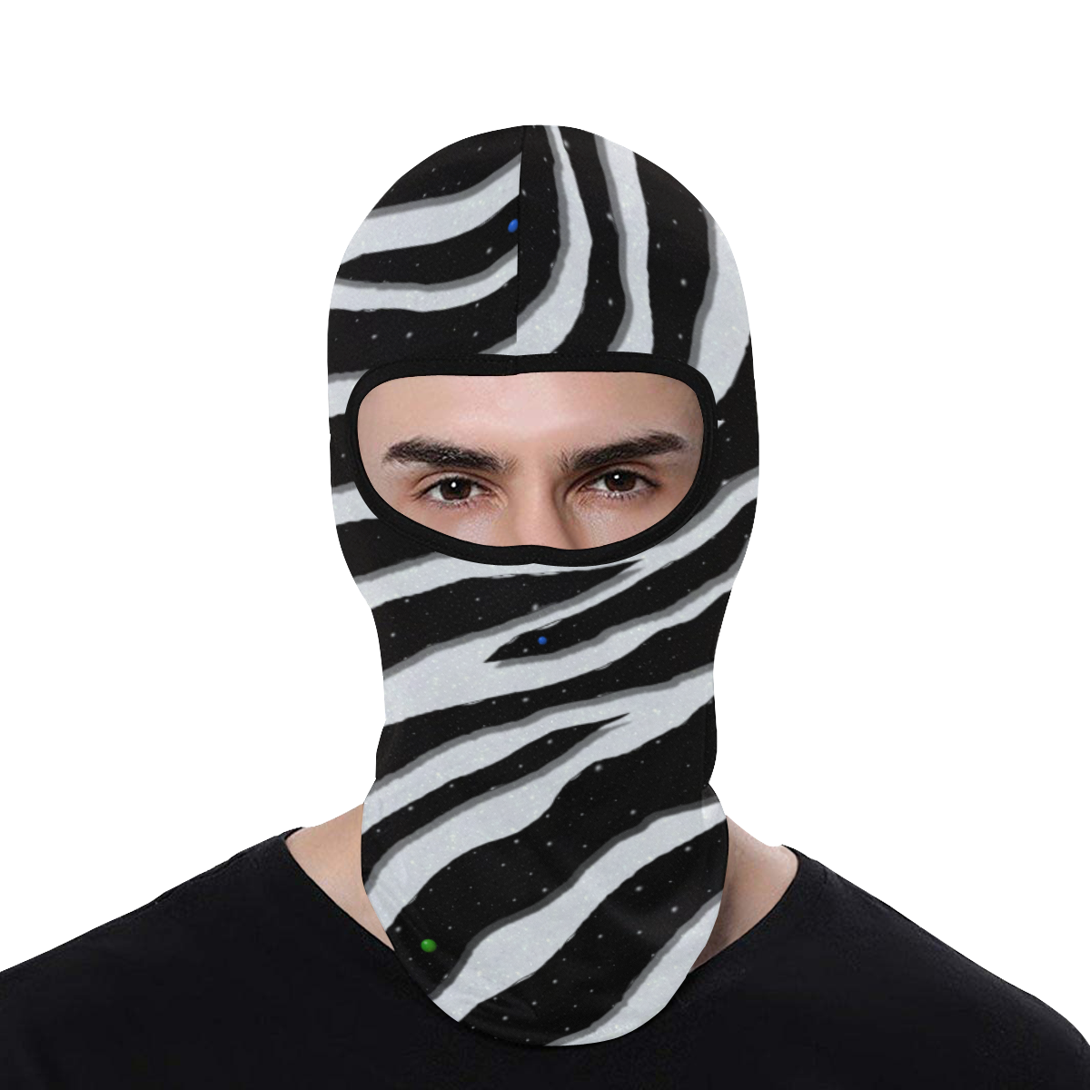 Ripped SpaceTime Stripes - Glitter White All Over Print Balaclava